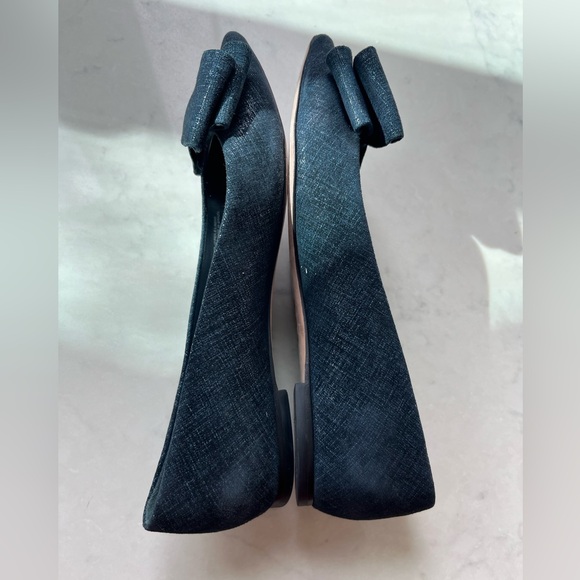 Tory Burch Navy Rosalind Pointed Toe Bow Flats sz 6.5 - Picture 7 of 9